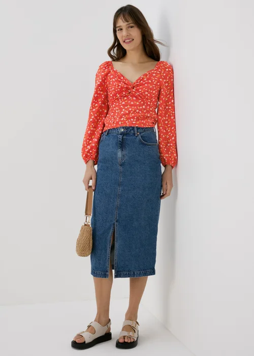 Red Floral Sweetheart Top - 8 Image 4
