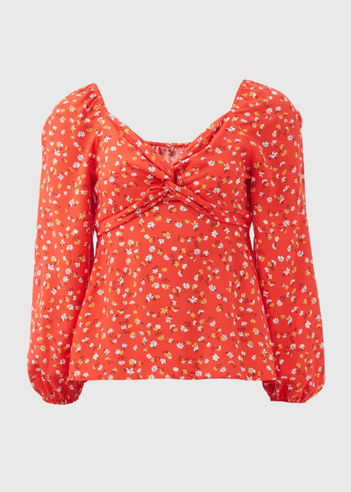 Red Floral Sweetheart Top - 8 Image 5