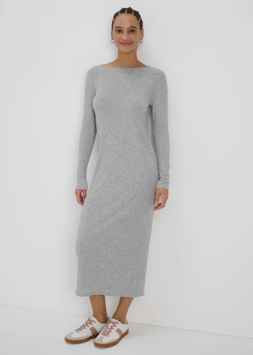 Grey Tie Back Midi Dress - 8 Image 1