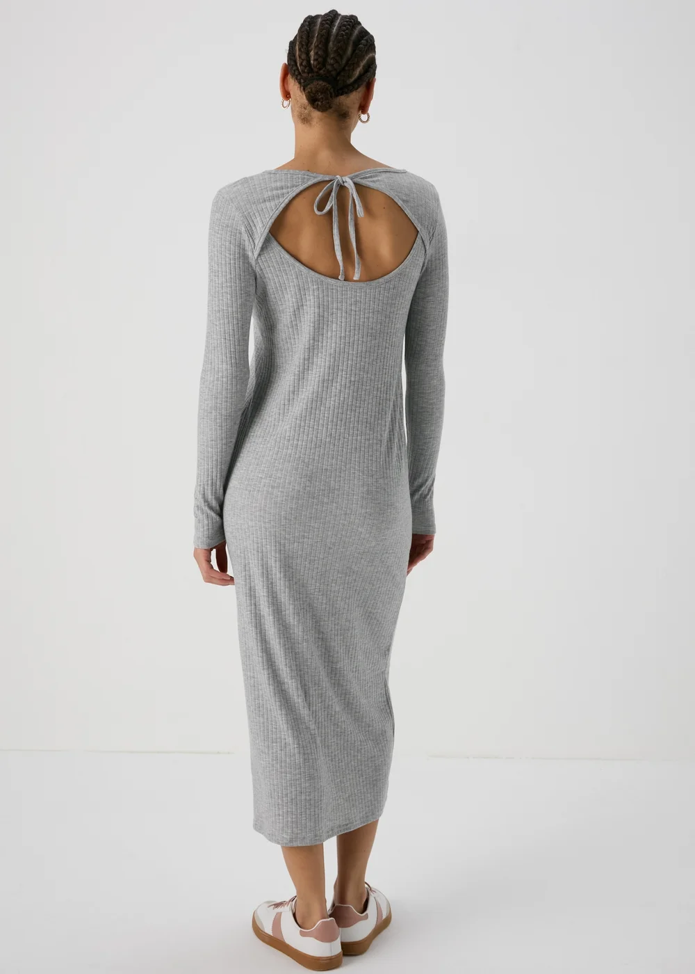 Grey Tie Back Midi Dress - 8 Image 2
