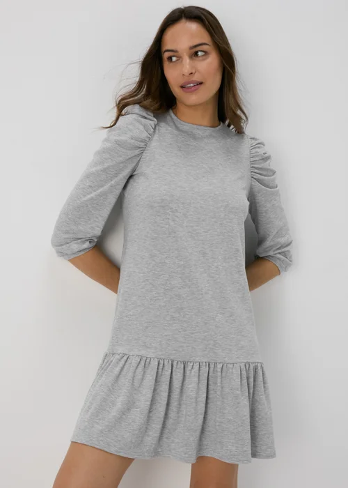 Grey Puff Sleeve Sweat Dress - 8 Image 1