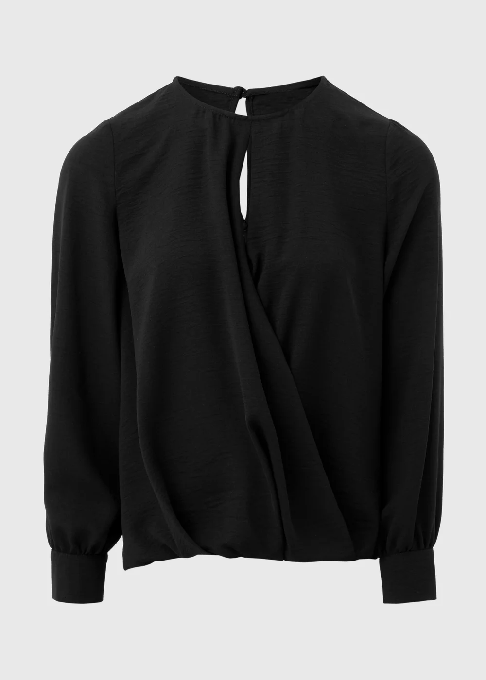 Black Wrap Front Pleat Hem Top - 8 Image 5