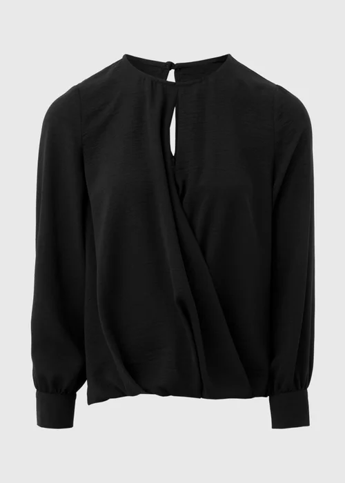 Black Wrap Front Pleat Hem Top - 8 Image 5