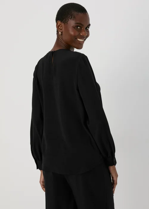 Black Wrap Front Pleat Hem Top - 8 Image 3