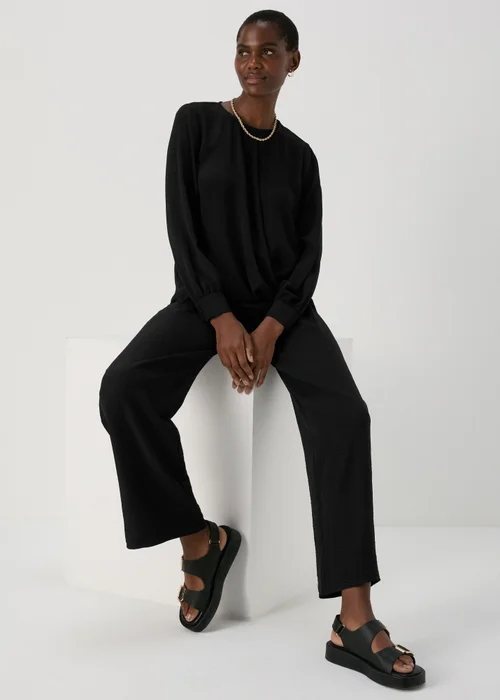 Black Wrap Front Pleat Hem Top - 8 Image 4