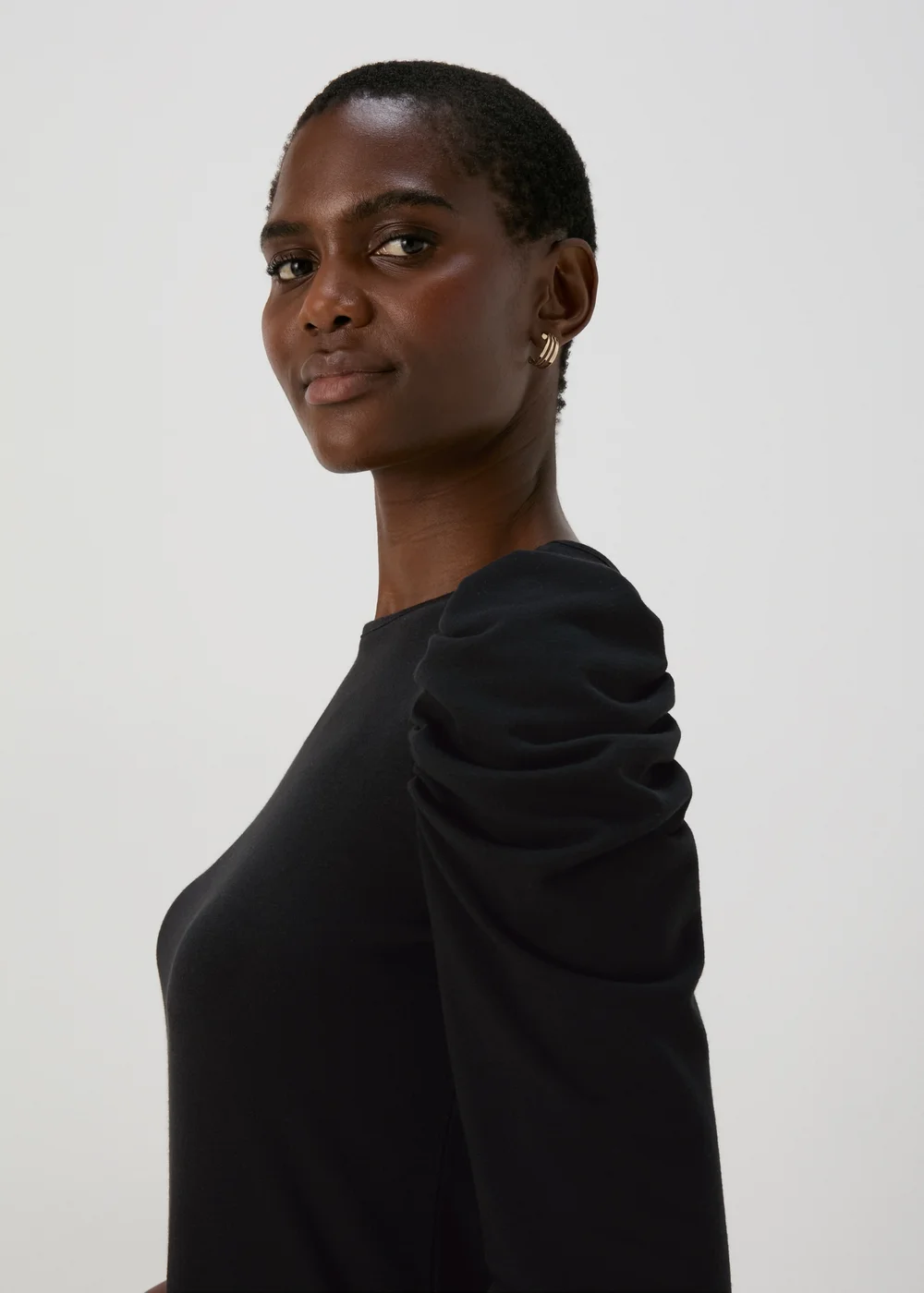 Black Puff Sleeve Smock Dress - 8 Image 3