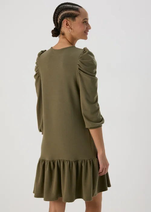 Khaki Puff Sleeve Smock Dress - 8 Image 2