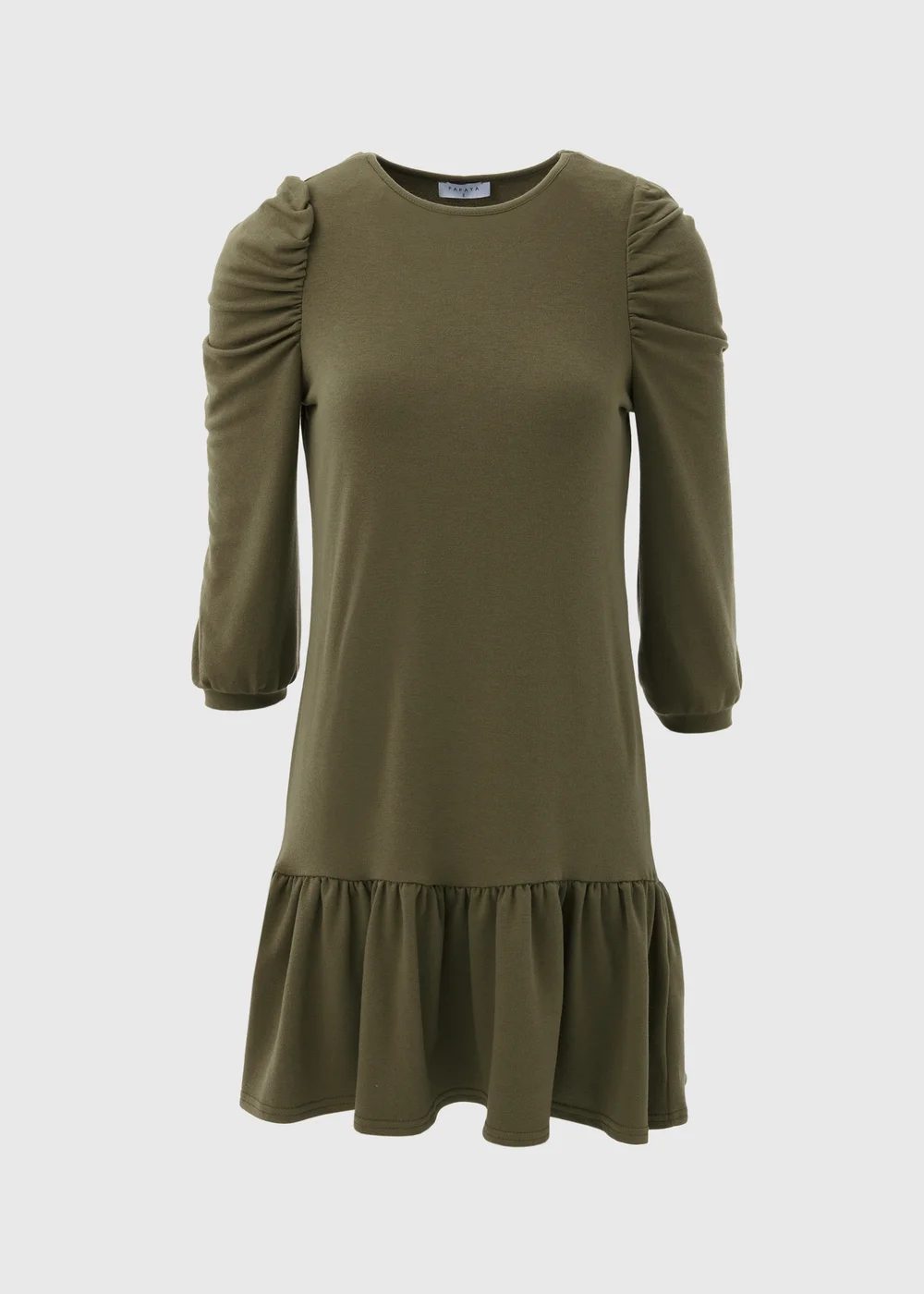 Khaki Puff Sleeve Smock Dress - 8 Image 5