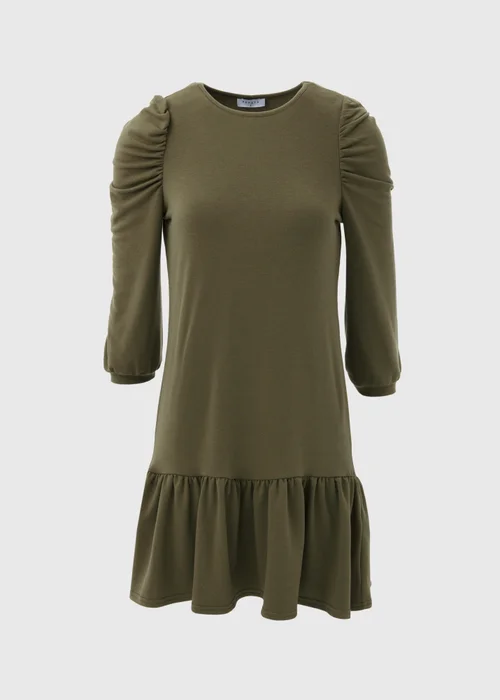 Khaki Puff Sleeve Smock Dress - 8 Image 5