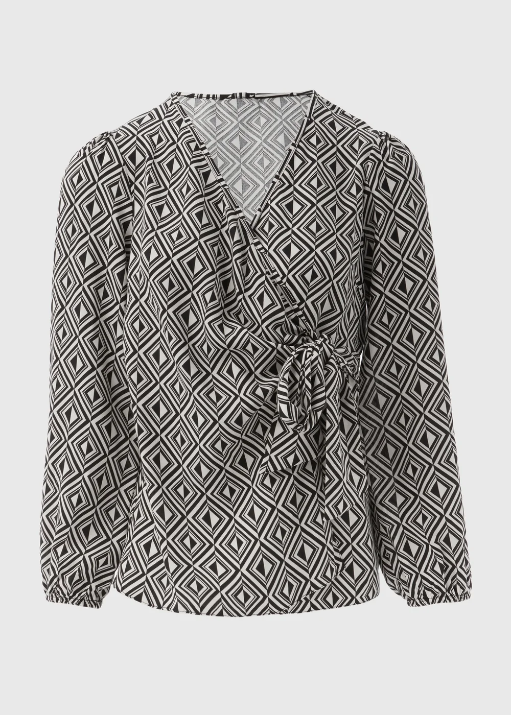 Black Geo Print Wrap Top - Size 8 Image 5