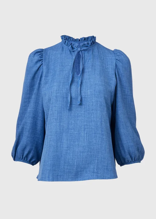 Blue Piecrust Collar Top - 8 Image 5