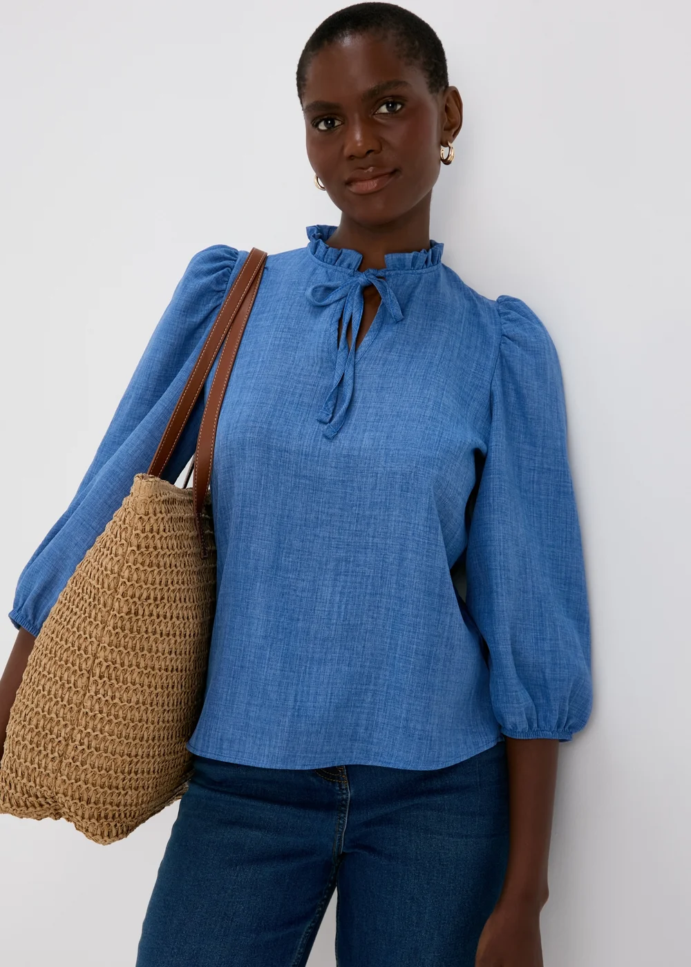 Blue Piecrust Collar Top - 8 Image 1