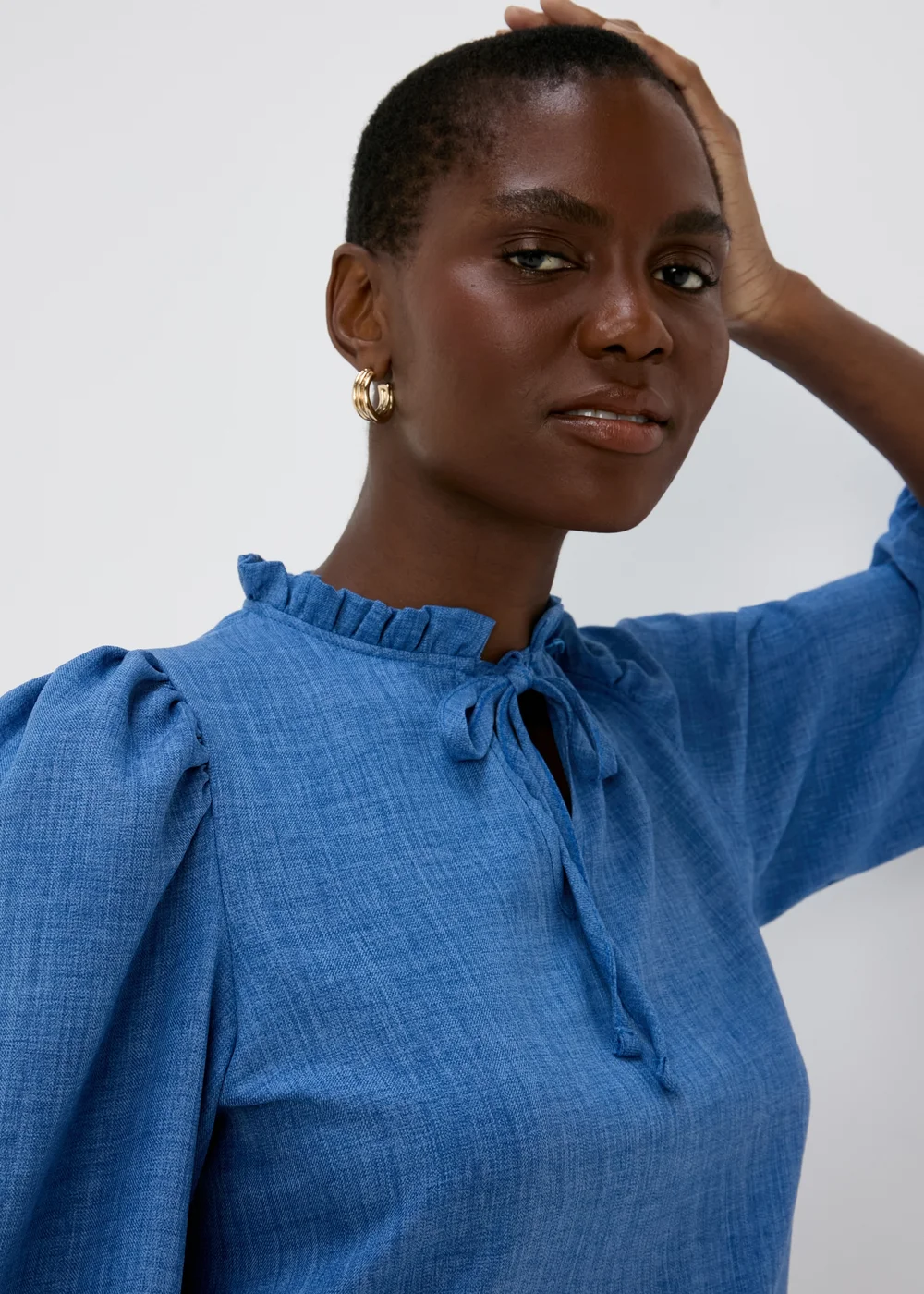 Blue Piecrust Collar Top - 8 Image 3