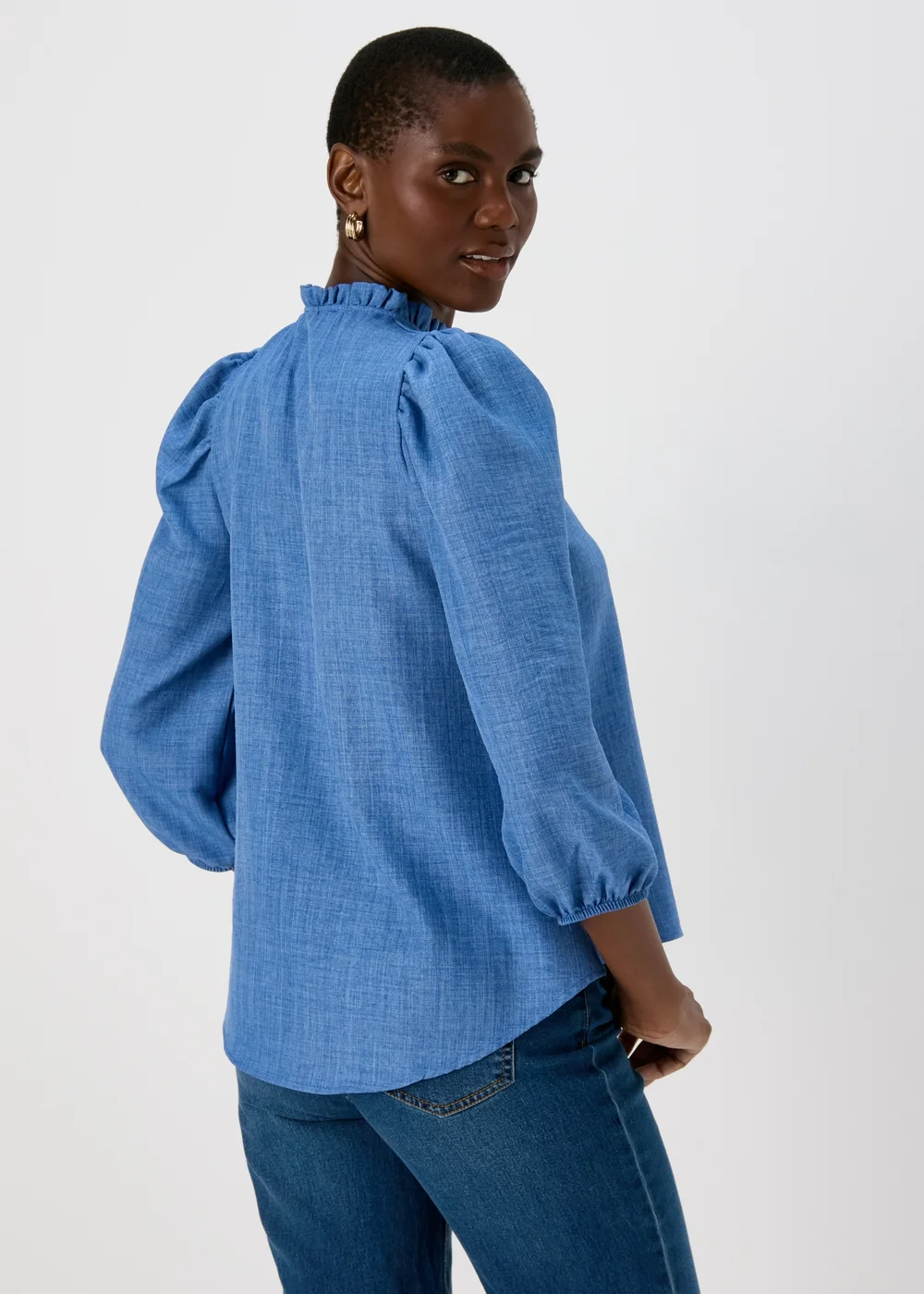 Blue Piecrust Collar Top - 8 Image 2
