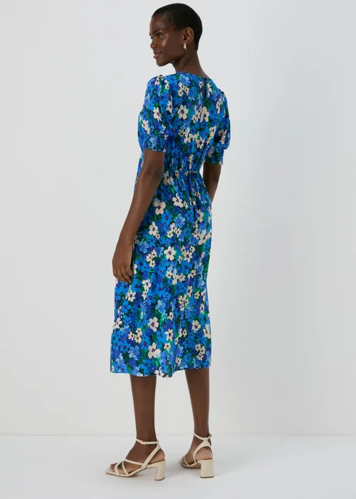 Blue Floral Empire Seam Midi Dress - 8 Image 2