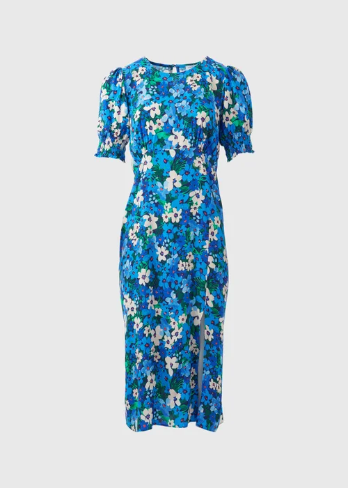 Blue Floral Empire Seam Midi Dress - 8 Image 5