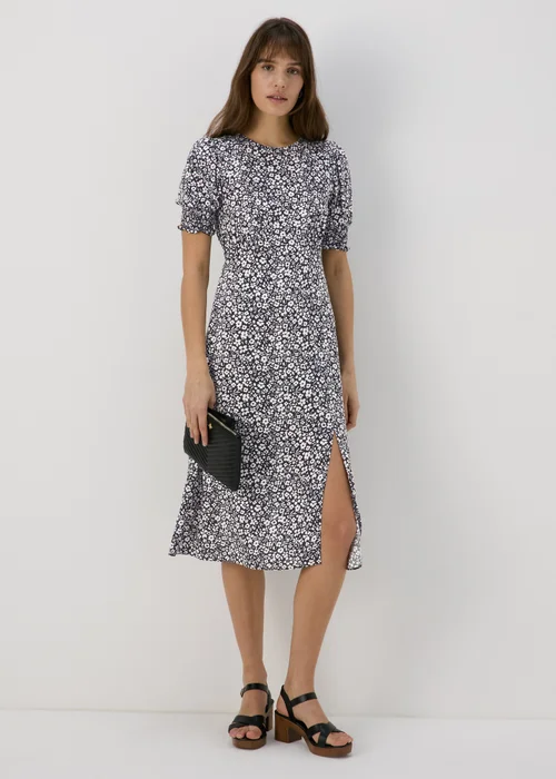 Black Floral Print Midi Dress - 8 Image 3