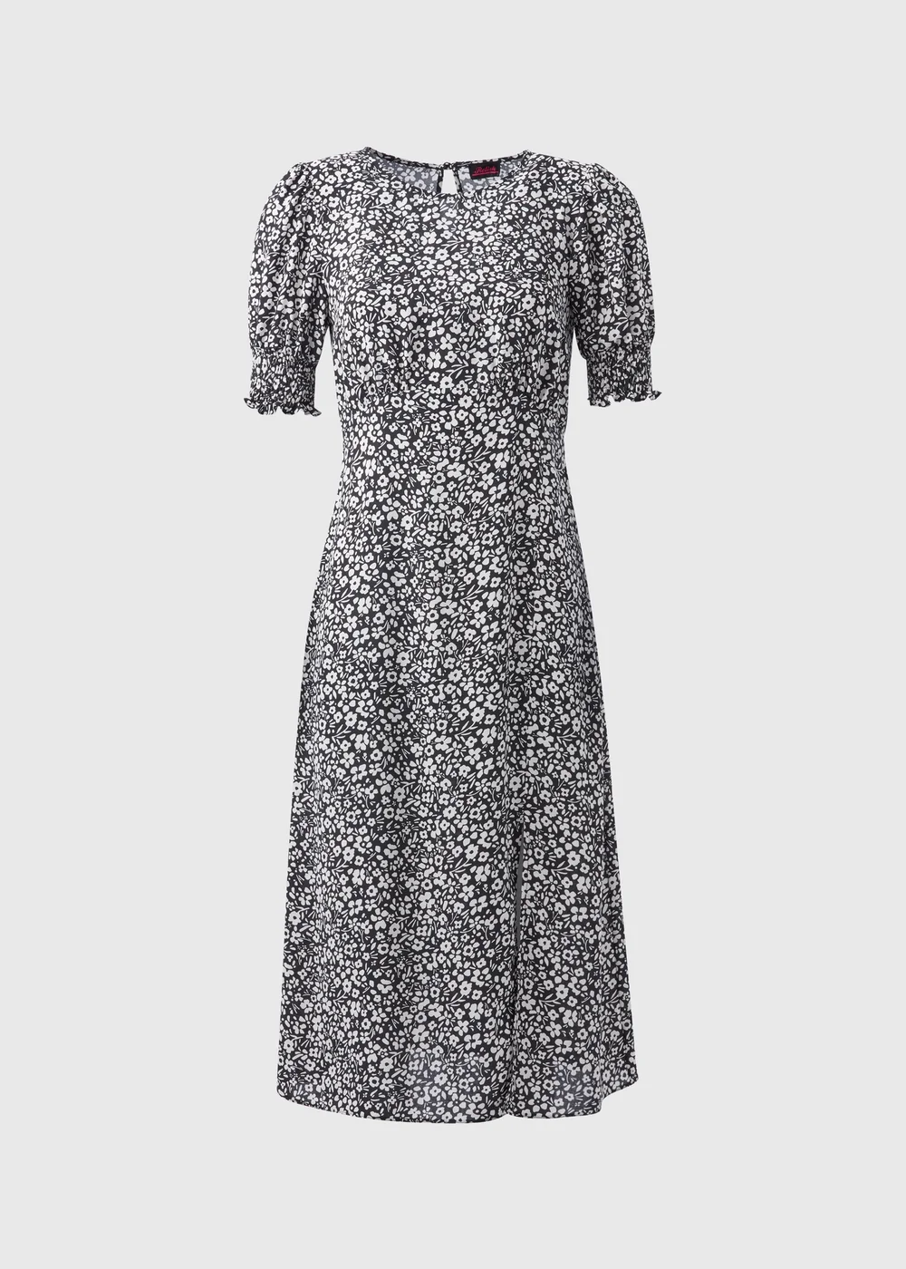 Black Floral Print Midi Dress - 8 Image 5