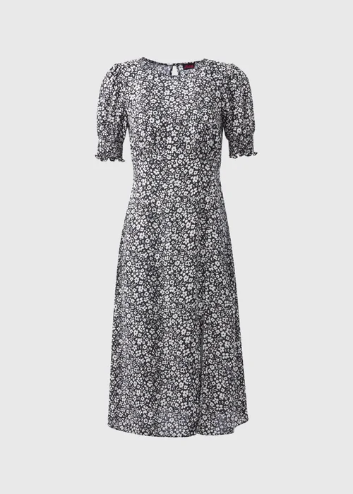 Black Floral Print Midi Dress - 8 Image 5