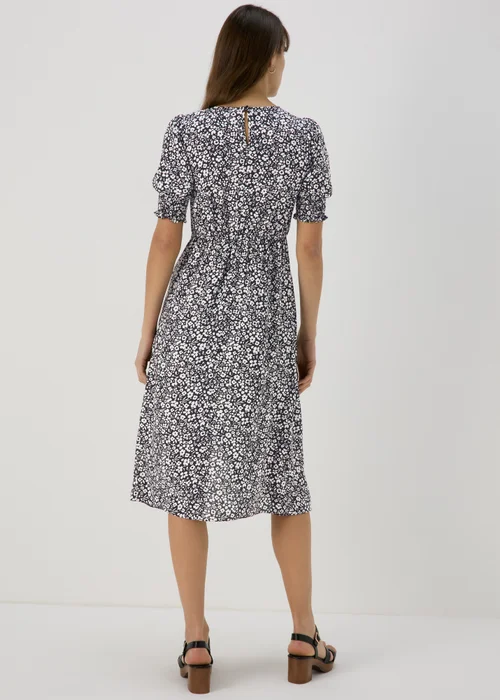 Black Floral Print Midi Dress - 8 Image 2