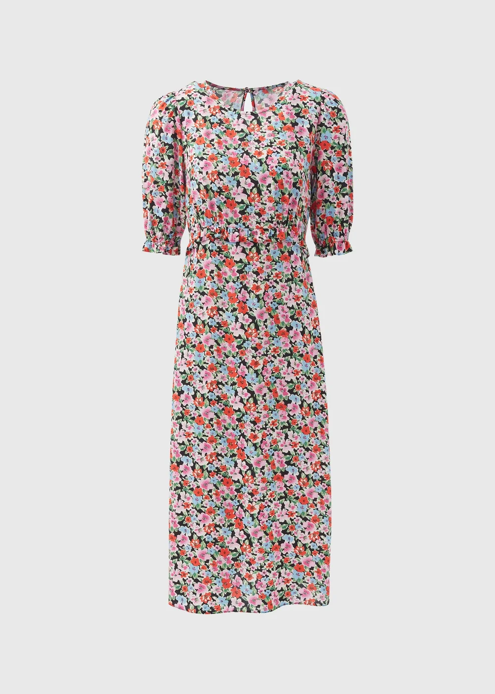 Multicolour Frill Waist Floral Midi Dress - 8 Image 5