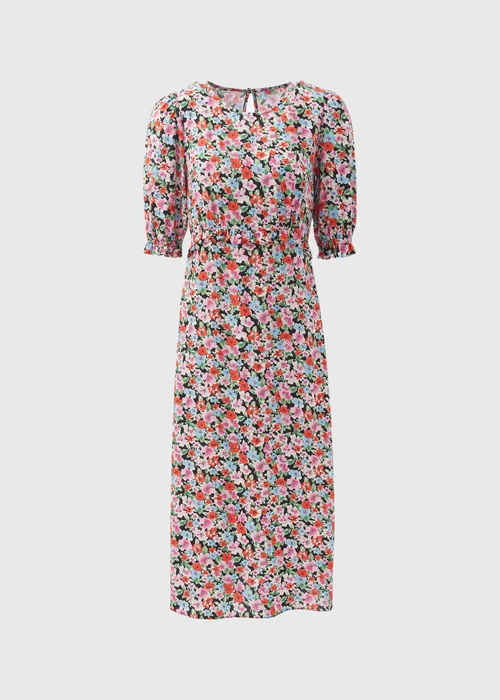Multicolour Frill Waist Floral Midi Dress - 8 Image 5