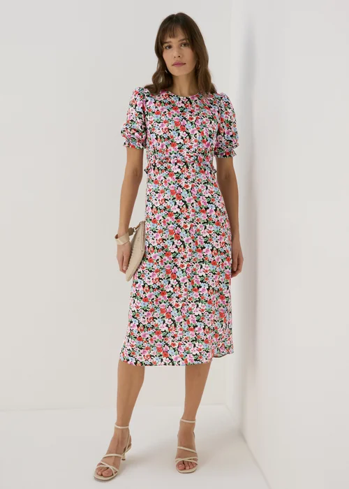 Multicolour Frill Waist Floral Midi Dress - 8 Image 1