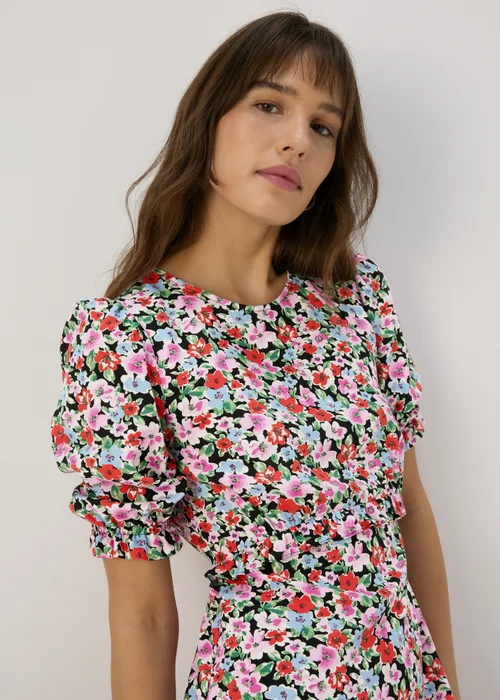 Multicolour Frill Waist Floral Midi Dress - 8 Image 3