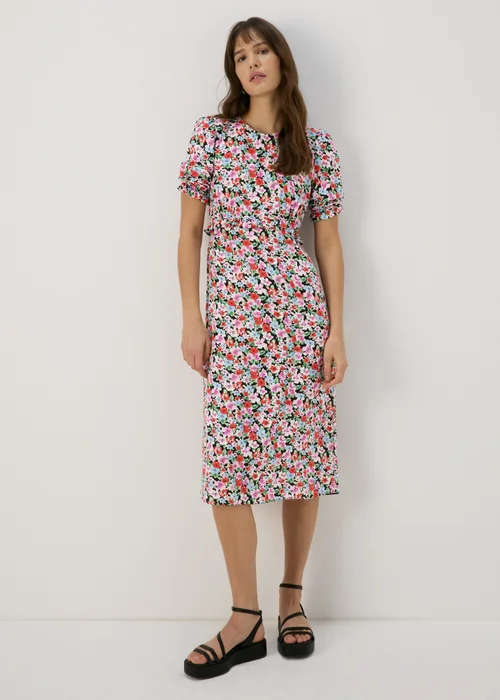 Multicolour Frill Waist Floral Midi Dress - 8 Image 4