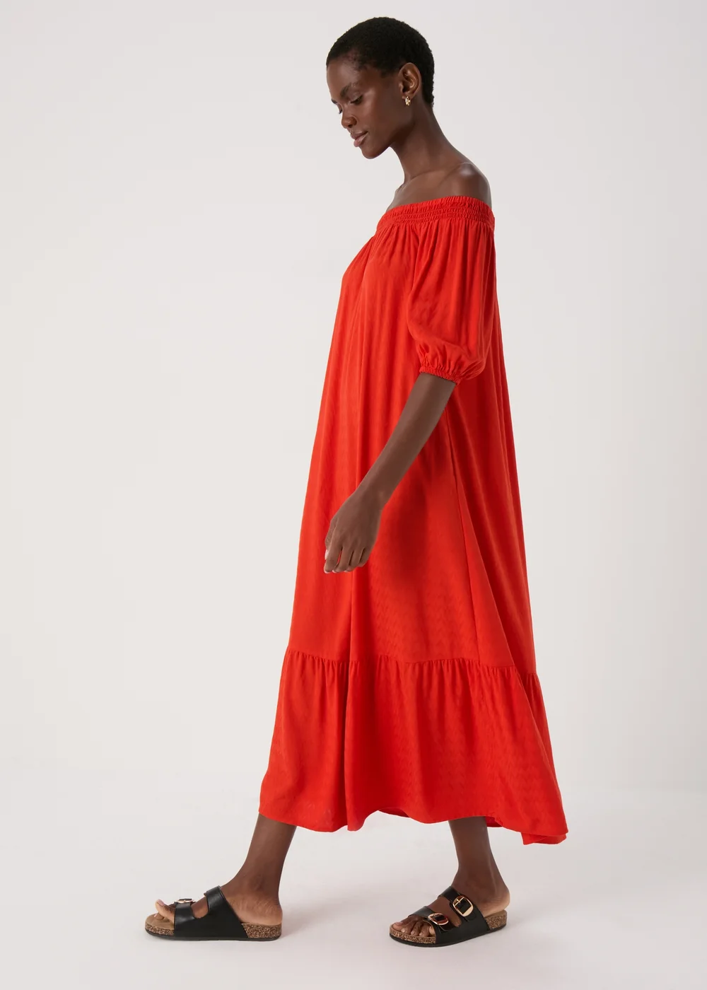 Red Bardot Maxi Dress - 8 Image 4