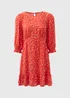 Red Floral Frill Cuff Mini Dress - 8 Image 5