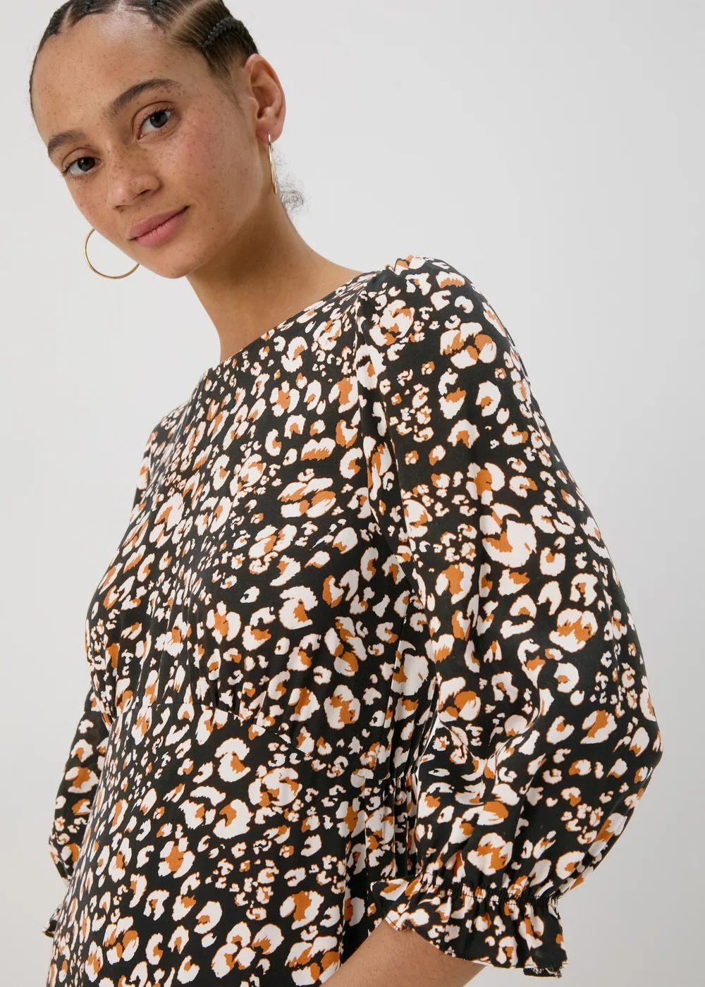 Black Animal Print Frill Cuff Mini Dress - 8 Image 3