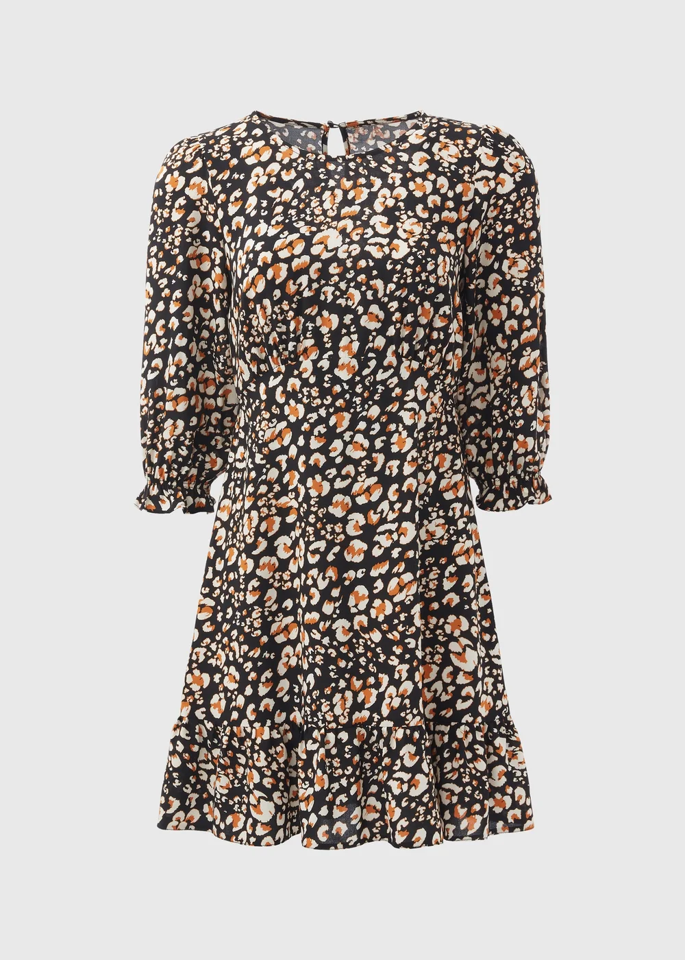 Black Animal Print Frill Cuff Mini Dress - 8 Image 5