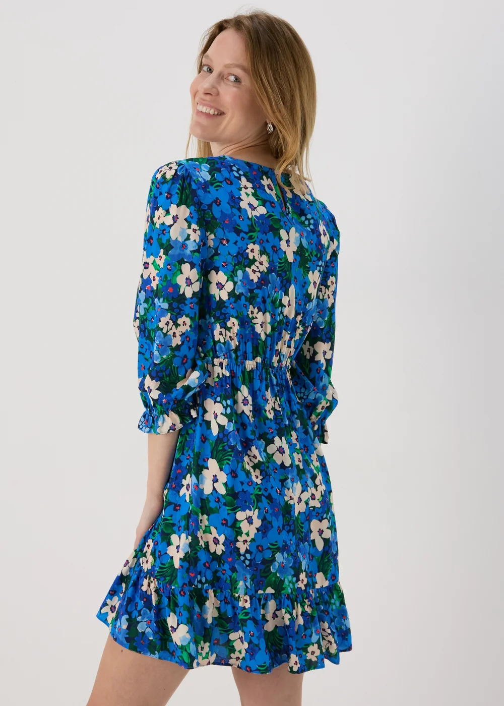 Blue Frill Cuff Mini Dress - 8 Image 2