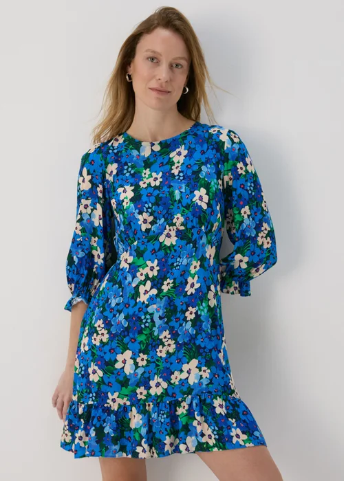 Blue Frill Cuff Mini Dress - 8 Image 1