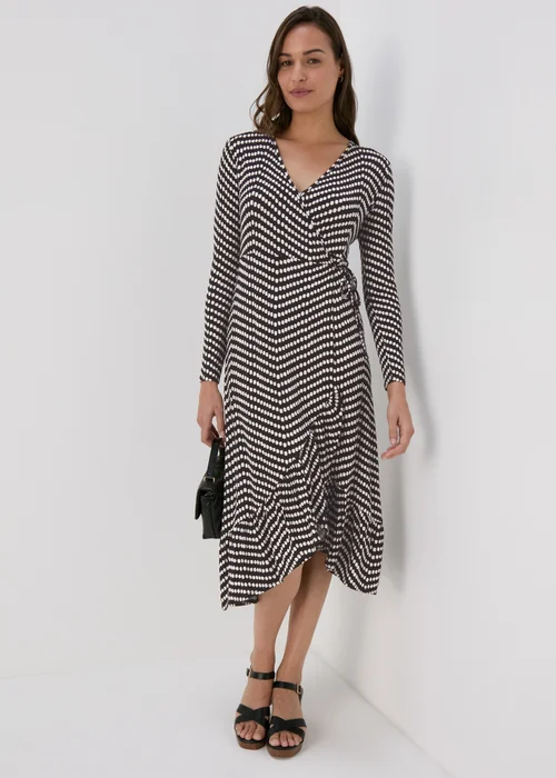 Black Spot Frill Hem Wrap Dress - 8 Image 4