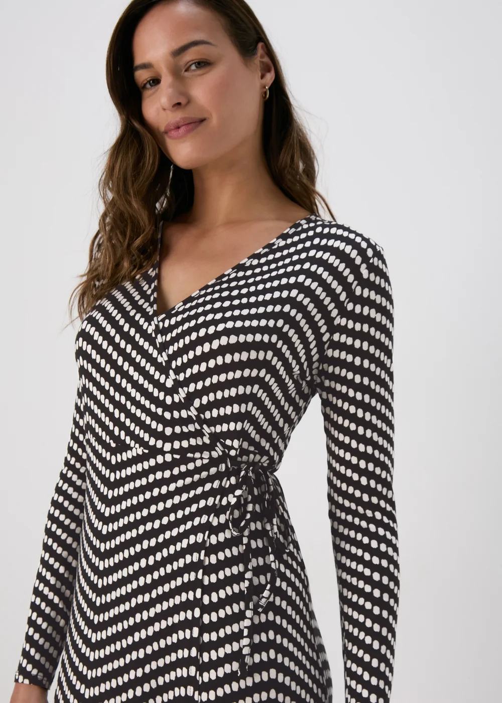 Black Spot Frill Hem Wrap Dress - 8 Image 3
