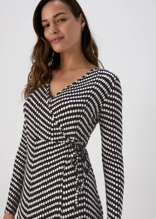 Black Spot Frill Hem Wrap Dress - 8 Image 3