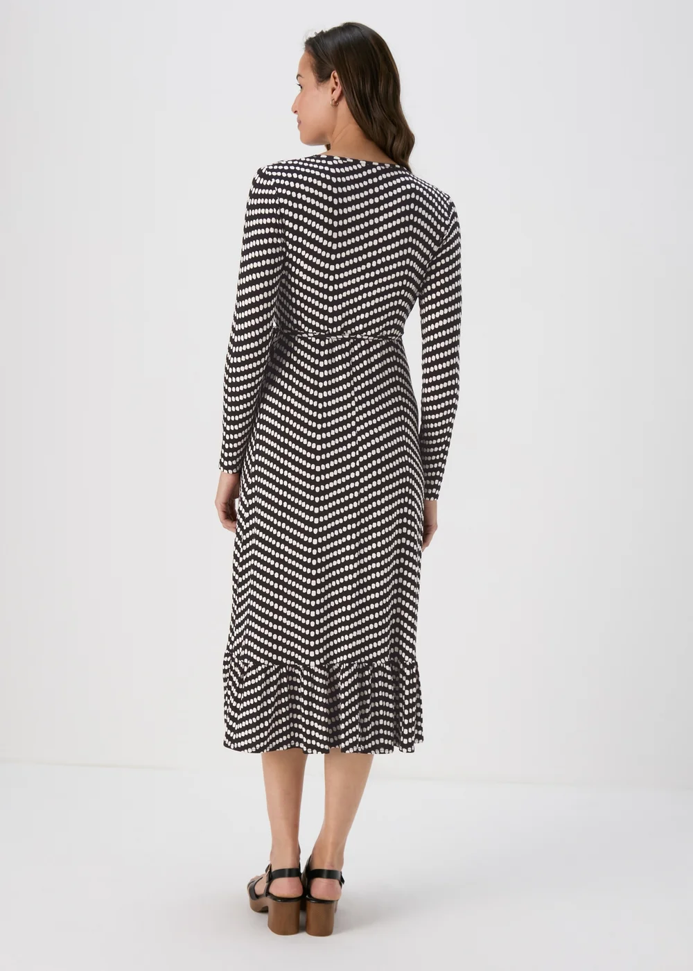 Black Spot Frill Hem Wrap Dress - 8 Image 2