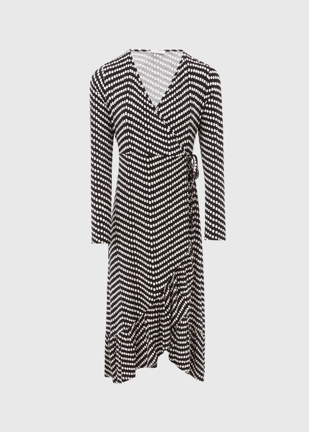 Black Spot Frill Hem Wrap Dress - 8 Image 5