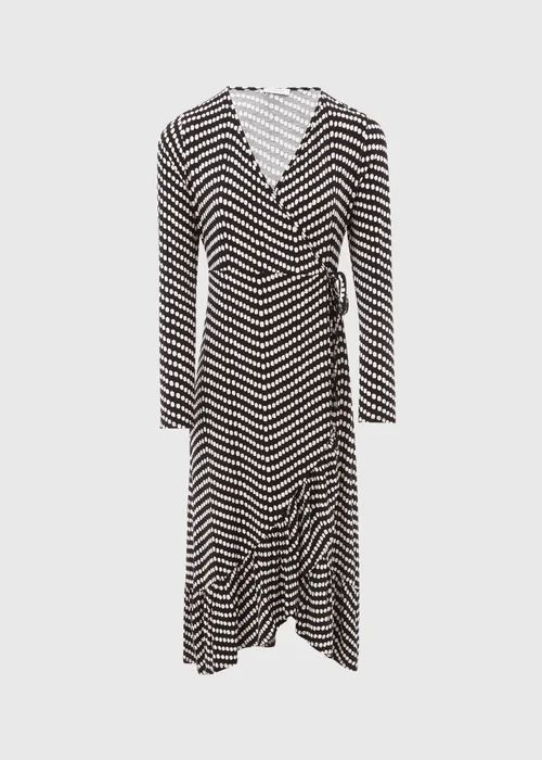 Black Spot Frill Hem Wrap Dress - 8 Image 5