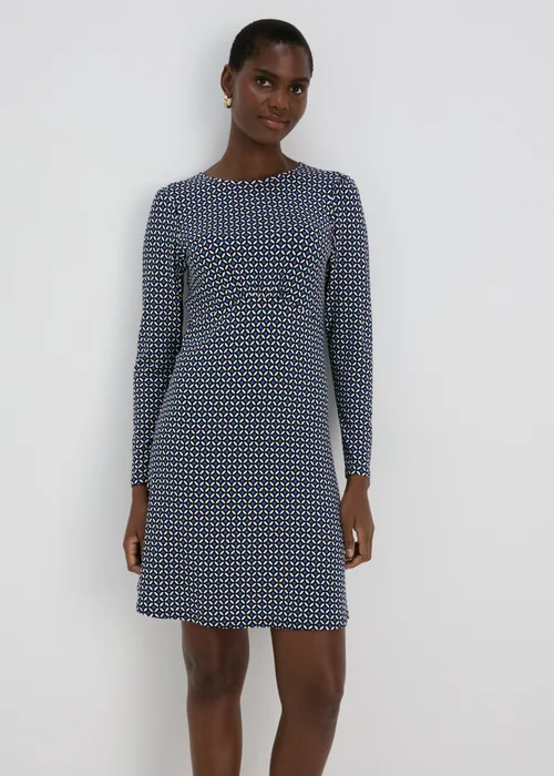 Blue Geo Print Empire Seam Mini Dress - 8 Image 1