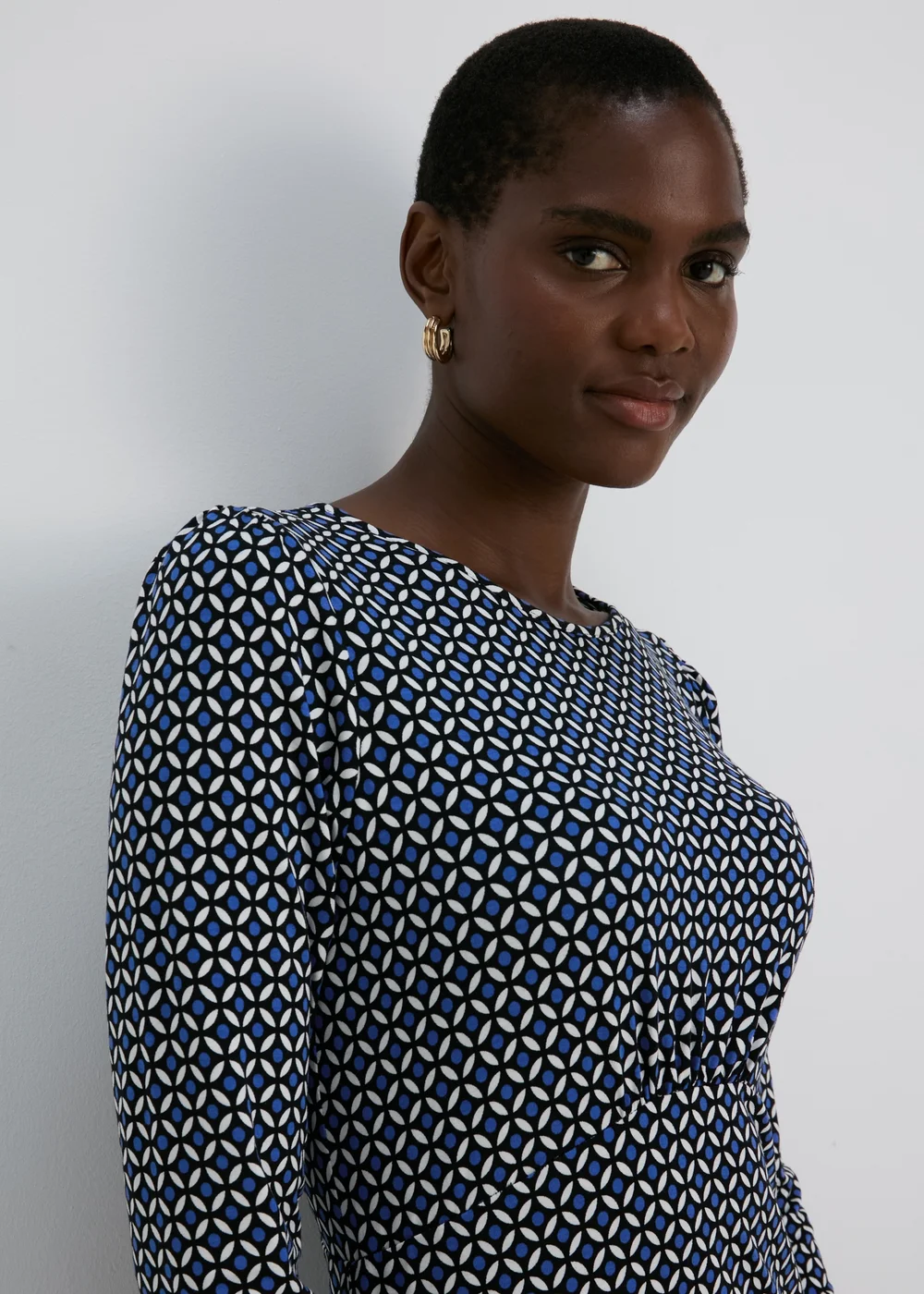 Blue Geo Print Empire Seam Mini Dress - 8 Image 3