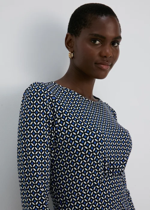 Blue Geo Print Empire Seam Mini Dress - 8 Image 3