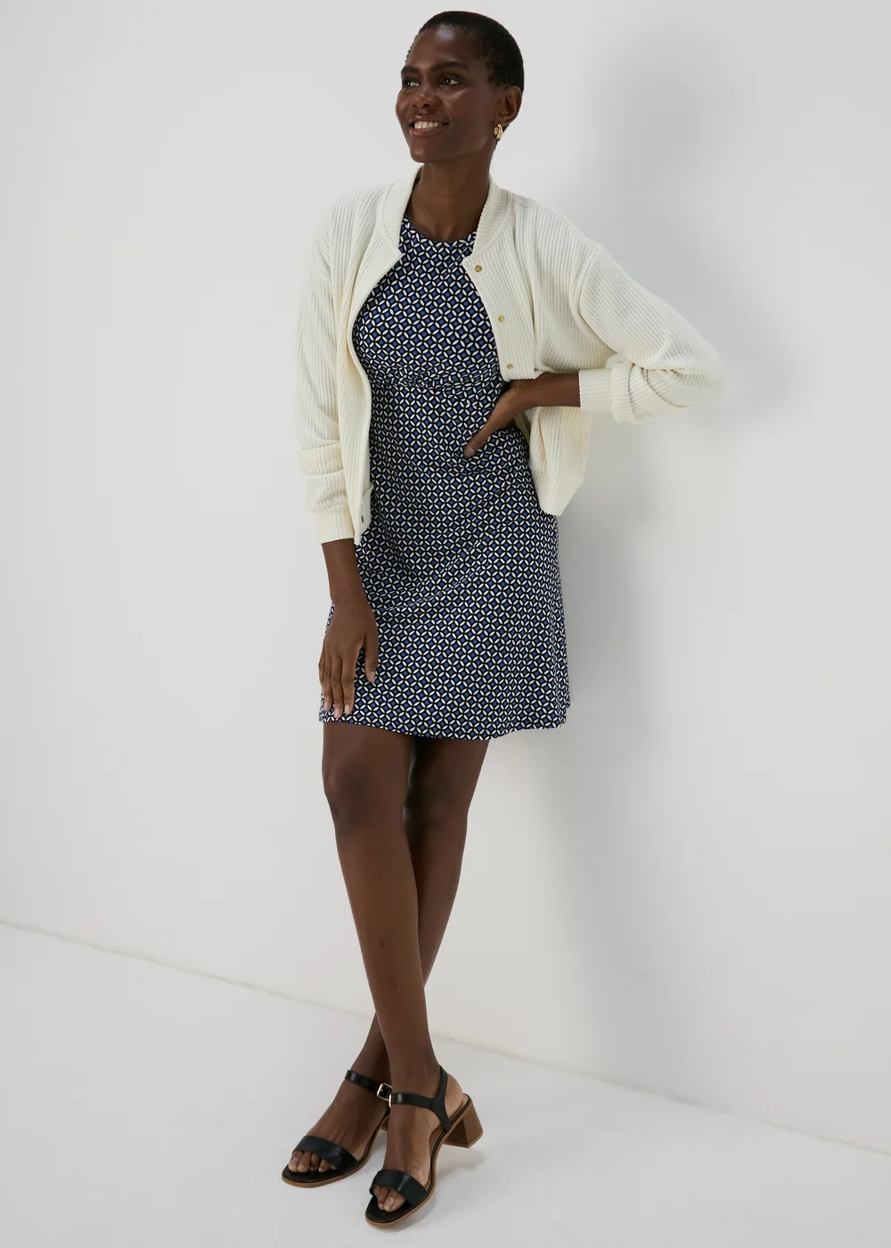Blue Geo Print Empire Seam Mini Dress - 8 Image 4
