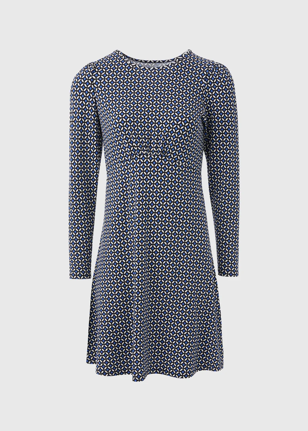 Blue Geo Print Empire Seam Mini Dress - 8 Image 5