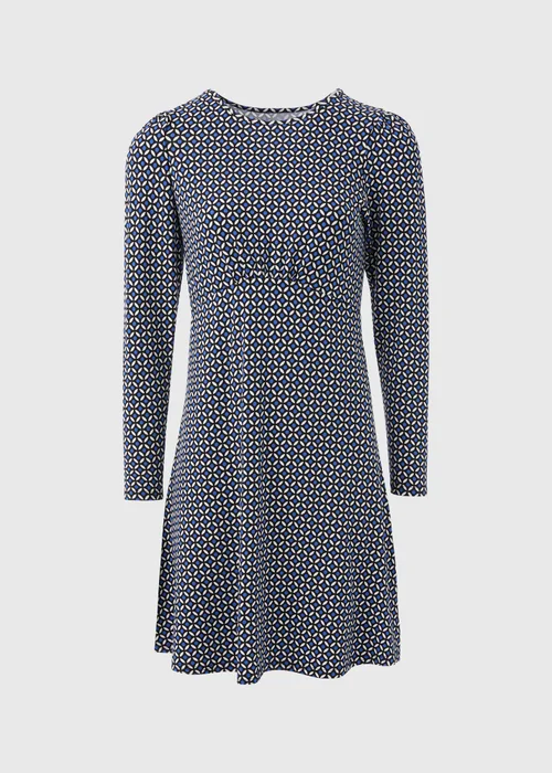 Blue Geo Print Empire Seam Mini Dress - 8 Image 5