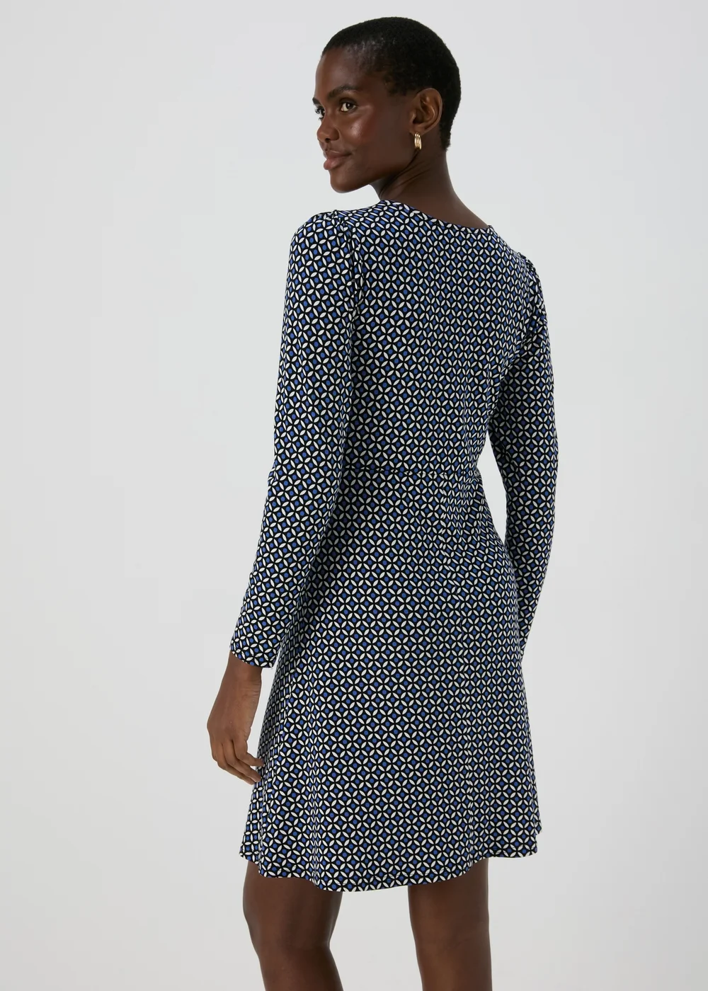 Blue Geo Print Empire Seam Mini Dress - 8 Image 2