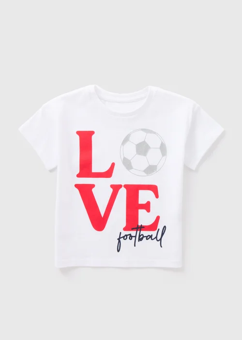 Girls White Love Football Print T-Shirt (1-7yrs) - 1-1.5 Yrs Image 1