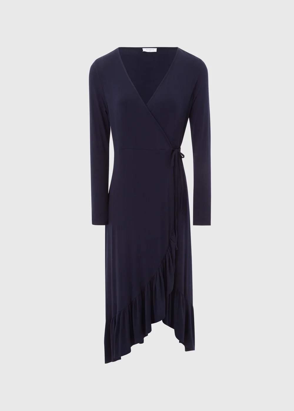 Navy Frill Hem Wrap Dress - 8 Image 5